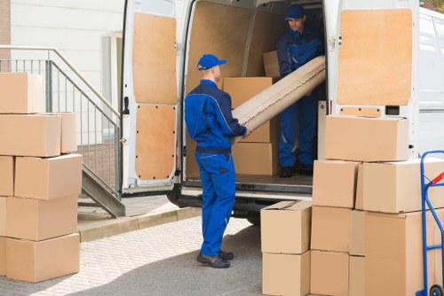 Moving truck on a London street during a relocation