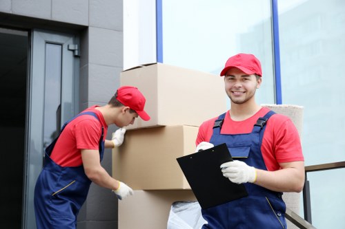 Commercial moving team handling office furniture in London