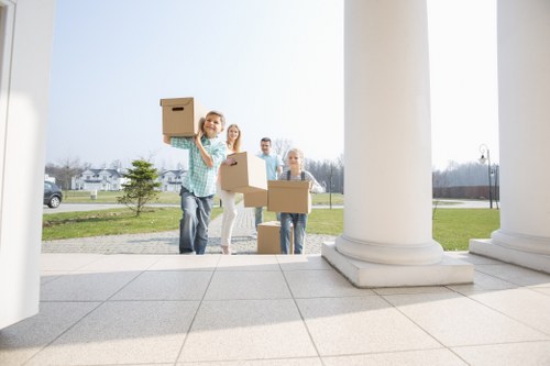 Packed student belongings ready for transport in London