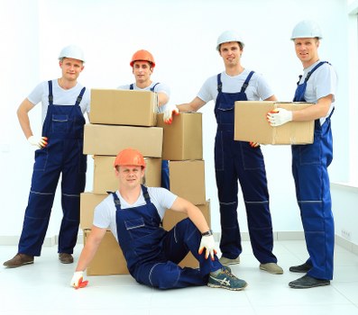 Furniture and cartons prepared for home removals in London