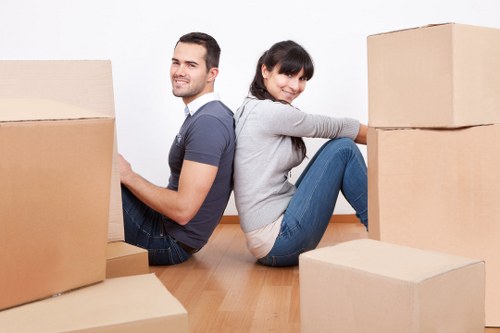 Packed boxes prepared for a same day house move in London
