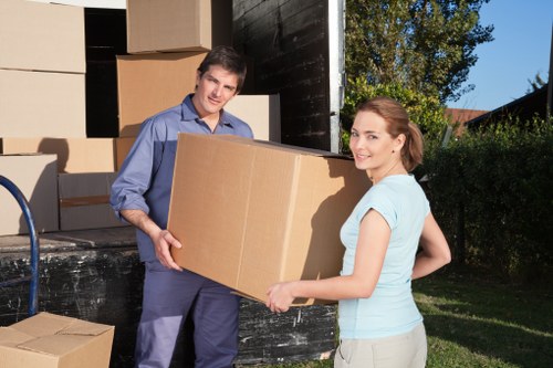 Team preparing a removal van in London for moving day